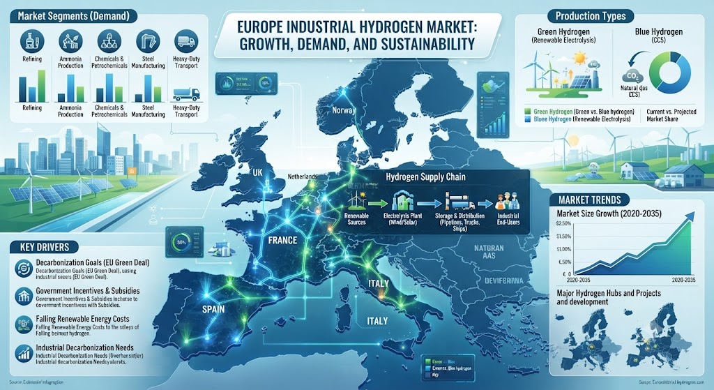 Green, Blue, and Low-Carbon Hydrogen: What Will Shape Europe’s Industrial Hydrogen Market?