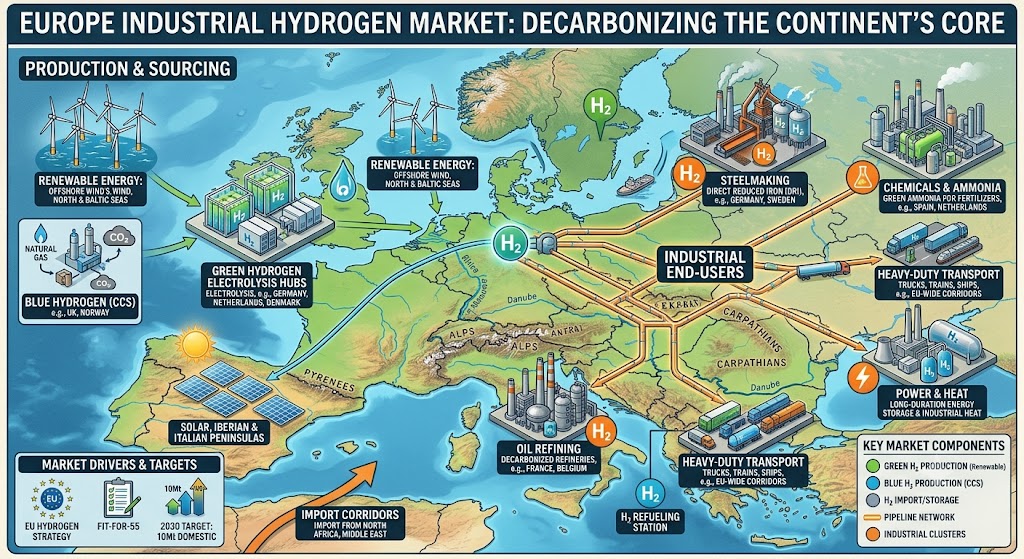 Steel, Chemicals, and Refining: Key Demand Centers Driving Industrial Hydrogen Adoption in Europe